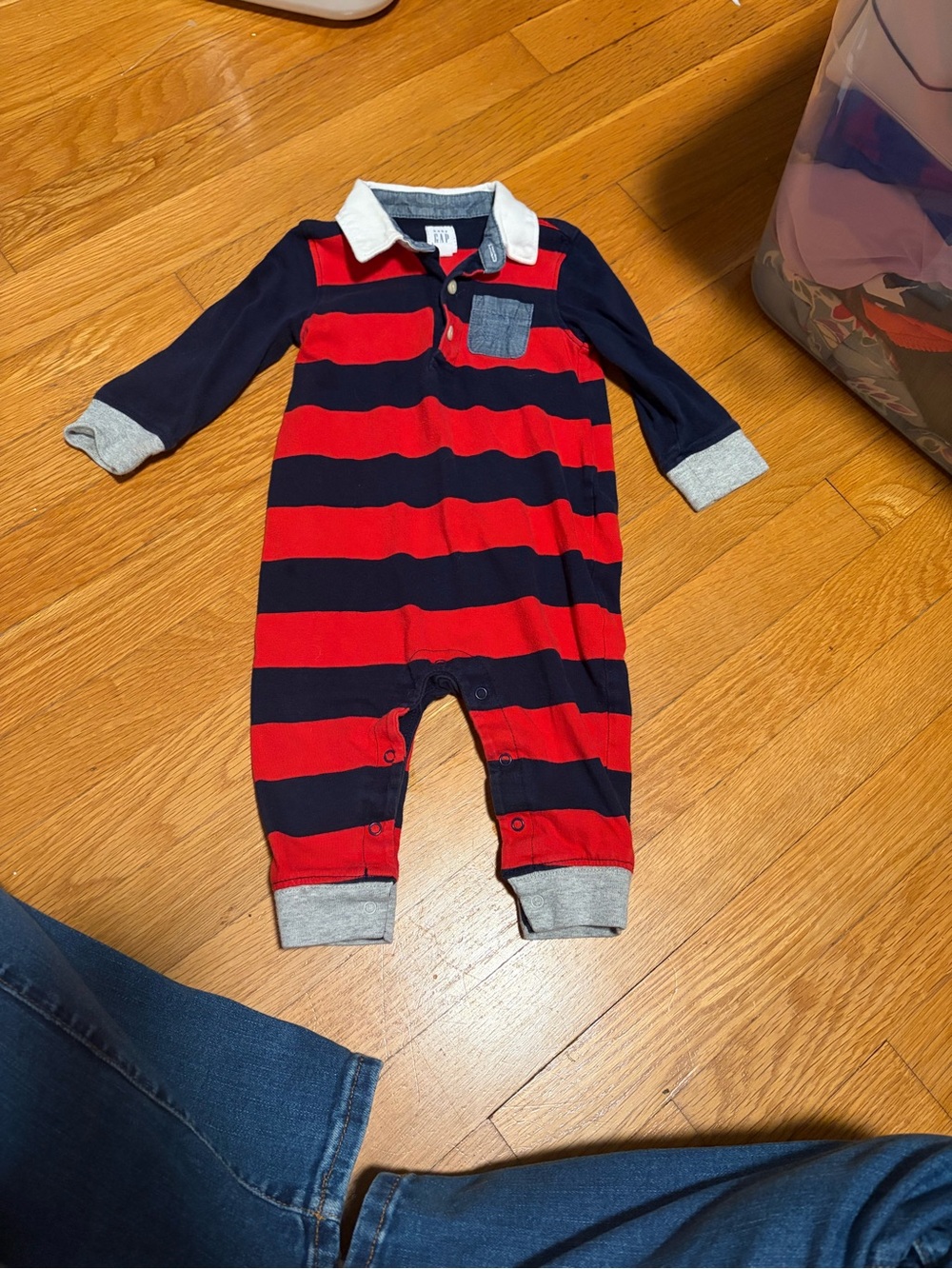 GAP Red and Navy Striped Polo One-Piece